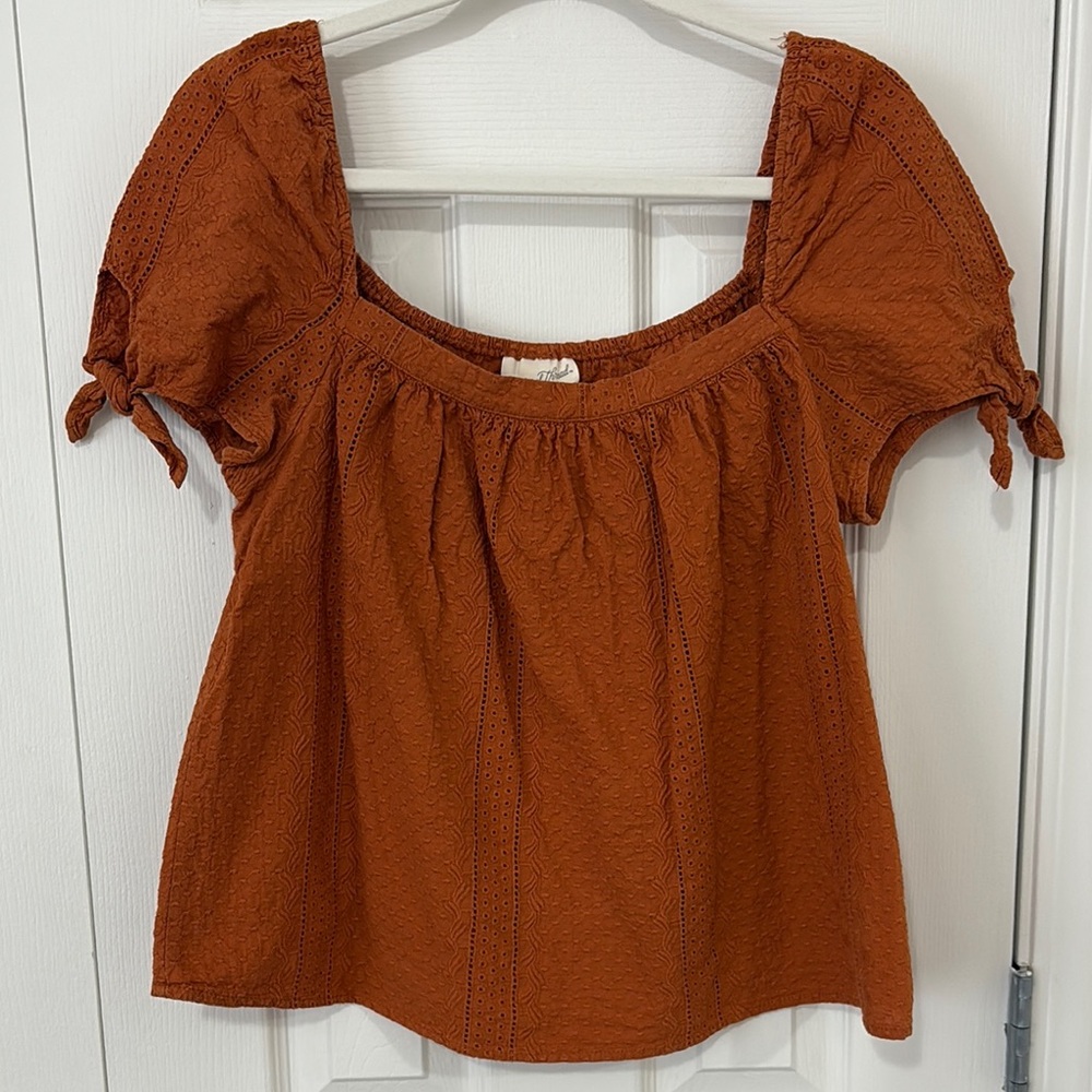 Universal Thread Orange Puff Sleeve Blouse